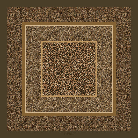 Animal Print - Brown-Choco - 100% Silk Scarf