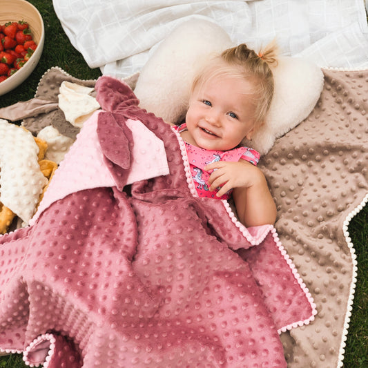 2in1 Blanket with sewn-up Baby Comforter, dusty rose